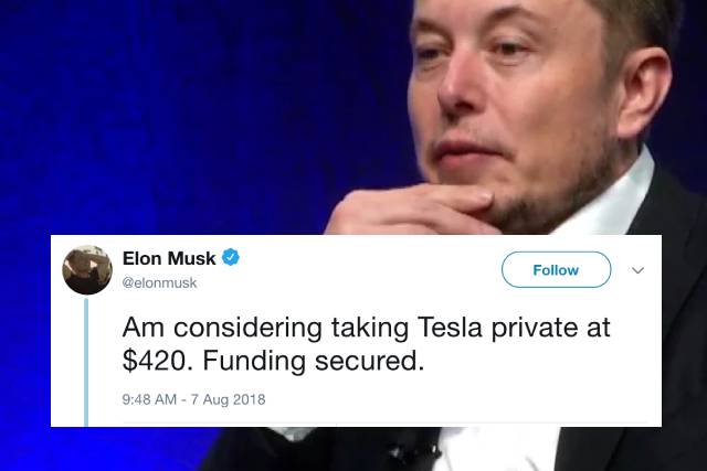 Elon Musk Twiittasi - osakkeen arvo romahti Elon Musk Twiittasi - osakkeen arvo romahti